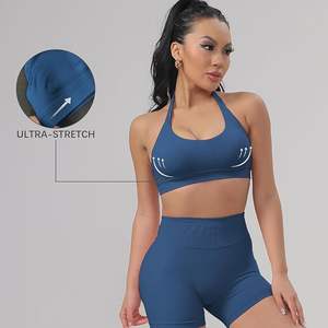 Soutien-gorge de sport pour femme avec rembourrage amovible Sous-vêtements Athlétique Crop Tops Halter Yoga Running Fitness - Product Image 5