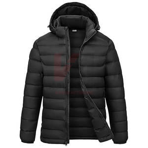 Chaqueta acolchada con capucha para hombre personalizable abrigo de invierno con aislamiento ligero resistente al agua con capucha desmontable, elástico - Product Image 1