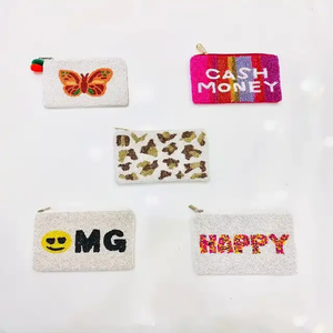 Monedero bordado con cuentas de semillas de moda, monedero con cuentas, monedero pequeño hecho a mano, monedero étnico, monedero con cuentas Tribal - Product Image 5