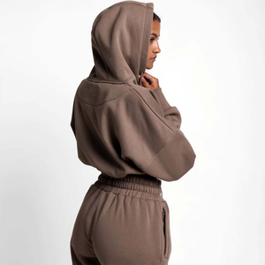 Conjunto Deportivo de Dos Piezas para Mujer, Sudadera Corta con Bordado 3D en la Parte Delantera, Pantalones Jogger, Chándal Holgado de Felpa, Ropa Informal Personalizada, Resistente al Viento - Product Image 6