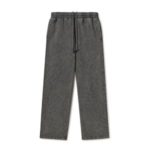 Pantalons de survêtement à jambe droite en éponge pour hommes pantalons de survêtement pour hommes pantalons de survêtement lavés avec logo personnalisé - Product Image 2