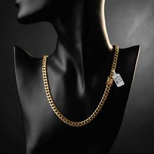 Chaîne cubaine en or poli avec fermoir mousqueton, collier unisexe pour anniversaire, luxe raffiné au quotidien - Product Image 4
