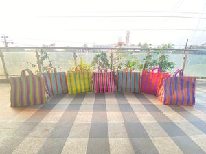 Sacs à provisions tissés à la main en plastique rayé tissé en nylon recyclé et PP fabriqués en Inde sacs de marché écologiques sacs en gros - Product Image 3