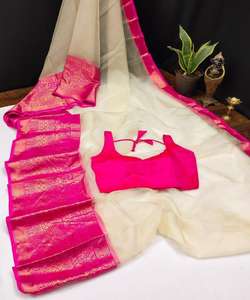 Nuevo fabuloso look Festival desgaste algodón seda bordado trabajo sari con blusa pieza mujeres indias usan Sari bajo precio Surat ropa - Product Image 1