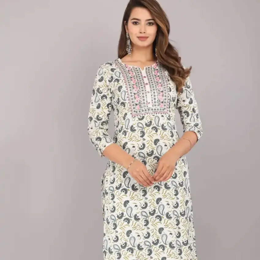 Ladies Cotton Rayon Fully Stitched Ready to Wear Straight Fancy Kurti Pant For Casual Wear Regular Wear Printed Kurtis