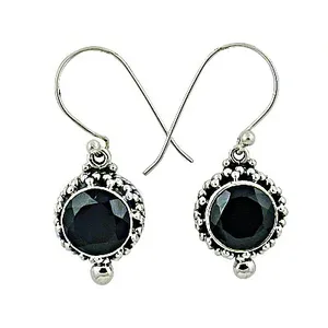 Boucles d'oreilles pendantes en argent sterling 925 plaqué or, goutte d'eau, onyx noir, pour femmes, mariage et fête - Product Image 3