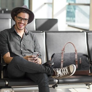 Canvas Duffle <b>Bag</b> Fashion Light Weight Large Capacity Travel Weekender Unisex Overnight Gym Carry Luggage <b>Zipper</b> Closure - Product Image 3