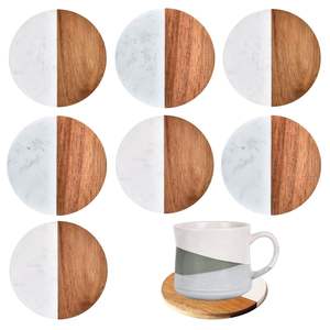 Sous-verres modernes écologiques en bois et marbre, design carré, pour le bureau et la maison - Product Image 2