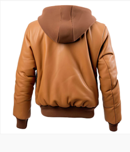 Chaqueta de cuero de piel de oveja Chaqueta de cuero para hombre Chaqueta de cuero de color marrón para hombre - Product Image 2