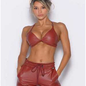 Wholesale OEM Custom Logo Top Breast Support Cross Back Crop Top Gym Yoga Wear Sports Backless Sports Bra for Women Fitness - Product Image 6