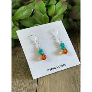 Navajo Handcrafted Multi Stone Drop <b>Earrings</b> with Sterling <b>Silver</b> and Gold Accents - Product Image 3