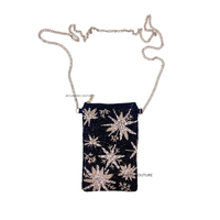 Bolsos para teléfono móvil multifuncionales con cierre de cremallera y diseño moderno, bordados, hechos a mano con cuentas, para chicas, ideales para Eid.