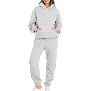 OEM Ensemble Pantalon à Capuche Personnalisé pour Femmes Jogging Surdimensionné en Polaire de Coton Motif Solide Stand Décontracté Streetwear Survêtement - Product Image 1