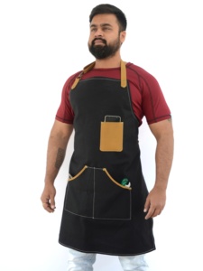 Tablier de cuisine de chef avec sangle en cuir, logo personnalisé, barbecue, restaurant, salon de beauté, barista, café, boulangerie - Product Image 3