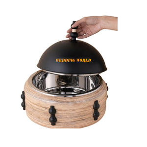 Ensemble de deux nacre Hotpot forme ronde vaisselle de table casserole vente chaude luxe nouveau métal chauffe-aliments - Product Image 5