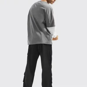 Camiseta unisex de algodón 100% de doble capa de manga larga personalizada de alta calidad con patrón de personaje de cuello bordado camiseta de hombre al por mayor - Product Image 4