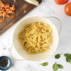 OE Bulk Stainless-Steel Colander in Cream Color with <b>Gold</b> Handles Wholesale Drainage Basket for Home, Hotels & Restaurants - Product Image 4