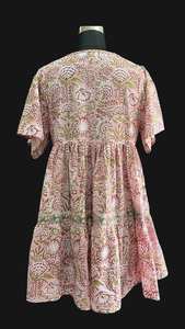 Dernier été robe tunique bohème personnalisée mini longueur imprimé floral col en v avec bouton décoration taille naturelle - Product Image 5