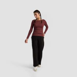 Women'<b>s</b> Side Gather Top in Maroon-Elegant <b>Blouses</b> & Shirts - Product Image 4