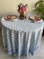 Nappe imprimée de bloc de main floral bleu et blanc pour mariage décor à la maison événements fêtes en plein air jardin pique-niques Tables d'appoint