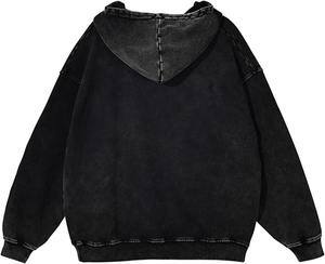 Sweat-shirt à capuche zippé intégral pour homme, sur mesure, uni, coupe oversize, style vintage délavé à l'acide, coupe droite, pour l'automne, style urbain - Product Image 3