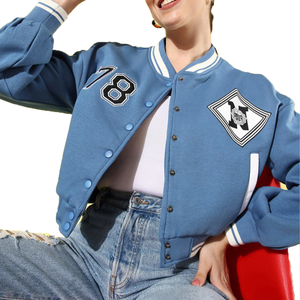 Veste universitaire bleue personnalisée | Sorority & University Letterman Style | Veste universitaire à la mode pour femmes - Product Image 6