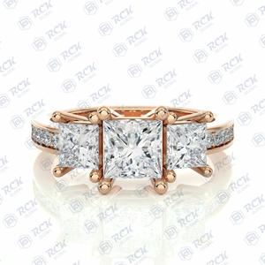 2.30 TCW princesse coupe Art déco Moissanite bague pour femmes/anniversaire cadeau bague bande pour amour cadeau d'anniversaire - Product Image 5