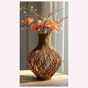 The Tranquil Thread Vase Boho Luxe Tejido a mano Seagrass y recipiente de ratán para exhibiciones florales artísticas - Product Image 2