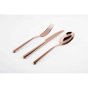 <b>Bamboo</b> Design Round Handle Stainless Steel Gold Polished Silverware <b>Set</b> Designer Customize Knife and Fork Spoons <b>Set</b> - Product Image 4