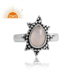 แหวนพลอยคาลซิโดนีสีขาวธรรมชาติเงินสเตอร์ลิง925ทันสมัยสำหรับเป็นของขวัญสำหรับผู้หญิง - Product Image 3