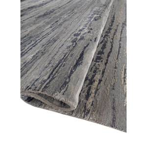 Alfombra Kavi Gris y Negra Anudada a Mano de Lana y Seda de Bambú, Diseño Teoría del Caos, Rectangular Abstracto para el Hogar y Pasillo, Modelo Esk-433(Fr) - Product Image 2