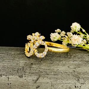 แหวนทองคำแท้ 14K ประดับเพชรธรรมชาติ ลาย OM สำหรับผู้หญิง ของขวัญสไตล์มินิมอลสำหรับชาวคริสต์ - Product Image 1