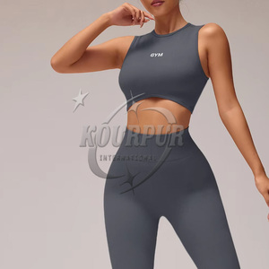 Custom Seamless High Quality 2 Piece Gym Fitness Set for Women Top and <b>Legging</b> <b>With</b> <b>Lace</b> Decoration Plus Size Yoga Outfit - Product Image 2