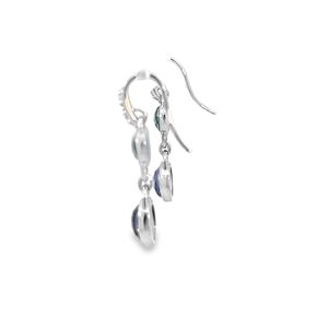 Boucles d'oreilles pendantes doubles rondes en or 18 carats pour femme avec quartz, turquoise chinoise, lapis-lazuli et cristal – Design bleu élégant et tendance |   OEM - Product Image 2