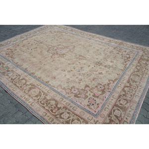 Turkish Rug, Oversize 9.6x12.5 ft Vintage Rug, <b>Brown</b> Camouflage <b>Wool</b> Rug - Product Image 2