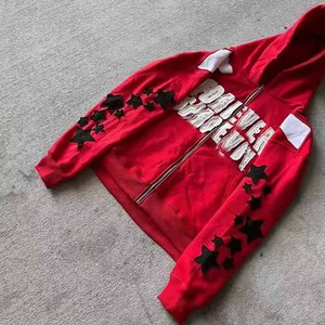 Nouvelle mode Vintage haut court en détresse Patch personnalisé broderie lavé à l'acide sweats à capuche en éponge française - Product Image 5