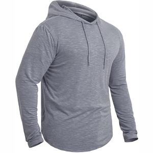 Sudadera con capucha gris para hombre, jersey gris jaspeado, sudadera informal, sudadera con capucha de Pakistán con dobladillo curvo, sudadera deportiva gris, ropa de calle minimalista - Product Image 4