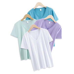 เสื้อยืดลำลองฤดูร้อนสำหรับผู้หญิงปี 2026 ขายส่ง ผลิตจากวัสดุรักษ์โลก ตกแต่งด้วยลายฉลุ คุณภาพสูง ปรับแต่งสีและขนาดได้ - Product Image 1