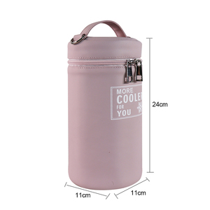 Tasse à eau Boîte à lunch et sac à bento rond Portable isolé PU Conservation de la chaleur Étanche et facile à nettoyer Style décontracté - Product Image 5