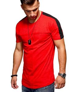 Ropa personalizada de algodón 100% para hombre, Camiseta estampada ajustada con cuello redondo, pantalones curvos, camiseta informal de manga corta con logotipo bordado para gimnasio - Product Image 3
