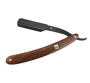 Maquinillas de afeitar de peluquero con mango de madera con gancho para el dedo, afeitadoras de hoja intercambiable única para hombres - Product Image 2