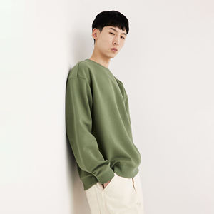 Sweatshirts surdimensionnés d'hiver légers et simples pour hommes, imprimés avec logo personnalisé d'usine, sweats à capuche brodés tricotés lavés - Product Image 2