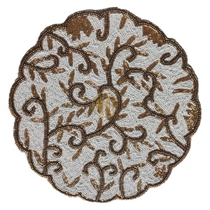 Beaded Placemats Intricate <b>Round</b> Embroidery Handmade Cotton <b>Table</b> <b>Mat</b> Export Factory Direct Bulk Wholesale Dining Setup <b>Mat</b> - Product Image 1