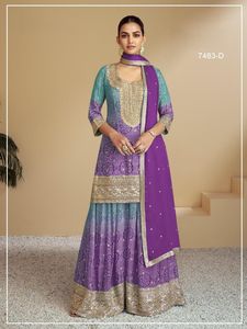 Vente en gros Quantité Fourniture de haute qualité Crep Silk Sharara Salwar Kameez pour les mariés Femme de chambre au meilleur prix de l'Inde - Product Image 6