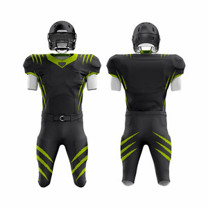 Vente en gros d'uniformes de football américain Maillot d'équipe personnalisé Pantalon casque Chaussettes Impression par sublimation OEM ODM Sportswear - Product Image 1