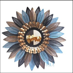 Miroir mural rond design avec cadre en fer Miroir décoratif mural moderne pour la maison pour le salon Fourniture en gros pour l'exportation - Product Image 3