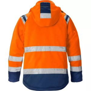 Veste de sécurité de haute qualité pour hommes Vêtements de travail réfléchissants Veste haute visibilité de conception OEM personnalisée avec lignes réfléchissantes orange - Product Image 4