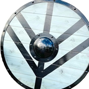 Escudo Vikingo JEXMOO Hecho a Mano de 24 Pulgadas, de Madera y Acero con Alto Contenido de Carbono, Diseño de Copa Central, con Soporte Compatible y Personalizable - Product Image 1