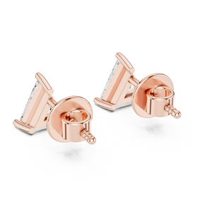 Pendientes de Diamante Cultivado en Laboratorio con Corte Corazón Aurora Trillion en Oro Rosa de 14K para Ella CVD - Product Image 2