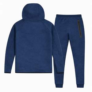 Mens Tech <b>Fleece</b> Windrunner Full-Zip <b>Hooded</b> <b>Jacket</b> and Joggers Tracksuit Sweatsuit Obsidian Athletic Training Activewear Set - Product Image 2